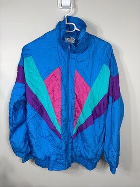 Vintage Bocoo Colorblock Windbreaker Jacket Blue Teal Pink Purple‎ Small